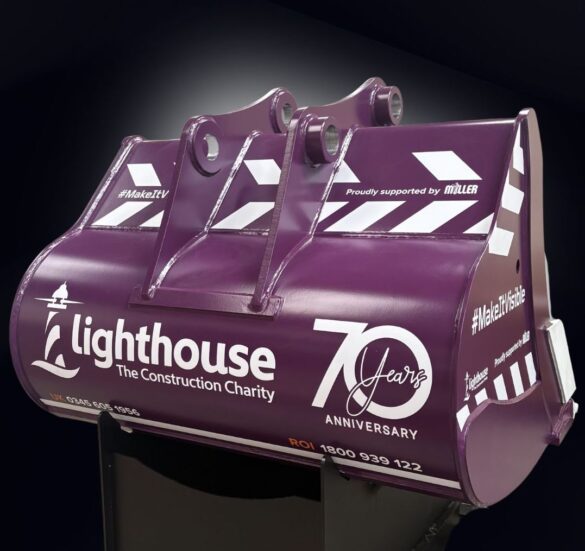 Miller UK special-edition bucket with Lighthouse Charity logo