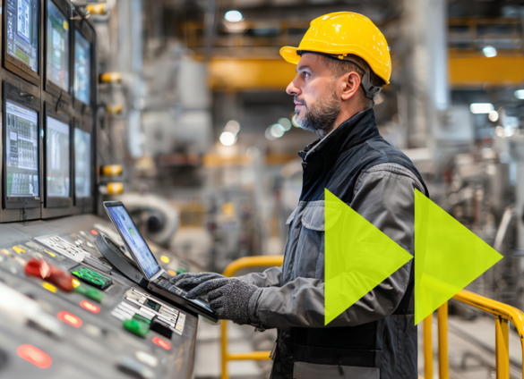 Construction worker using digital tools to track fleet